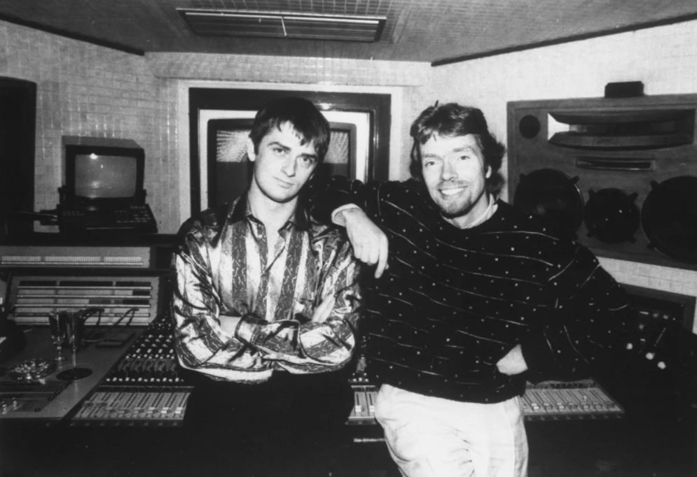 Richard Branson with Mike Oldfield at Virgin Records